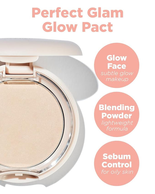 THESAEM Glam Glow Pact - Illuminating Pressed Powder for Oily & Combo Skin - Matte Finish with Radiant Finish - Sebum Control Pore Refining Pact with Natural Luminous Glow, 0.3oz.