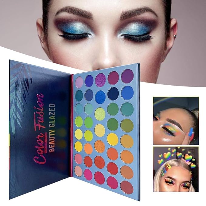39 Pop Colors Eyeshadow Palette Matte Shimmer Eyeshadow Pigmented Colorful Long Lasting Waterproof Makeup Palette Blending Metallic Natural Makeup Eyeshadow Cosmetics