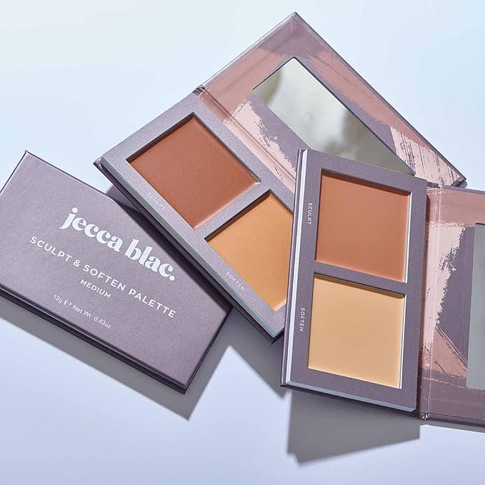 Jecca Blac Sculpt and Soften Contour Palette, Creamy Formula with Natural Finish, Medium Coverage, Gender Neutral and LGBTIQA+ Inclusive Make Up, Medium, 0.42 oz