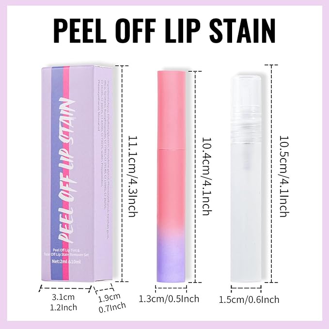 Erinde Peel Off Lip Tint Masque - Matte Finish Highly Pigmented Lip Stain, Waterproof & Transfer Proof, 02 Rose