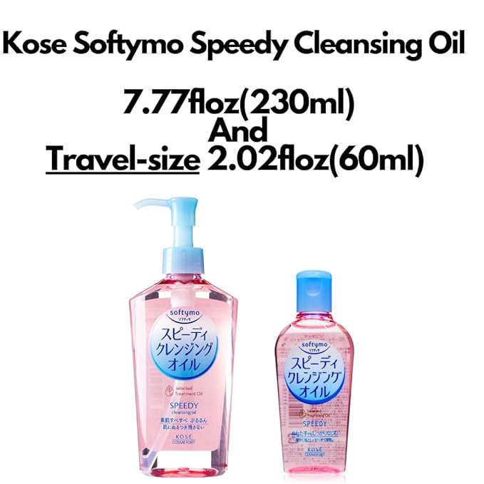 Kose Softymo Speedy Cleansing Oil 7.77floz(230ml) Pump And Travel-size 2.02floz(60ml) For Travel