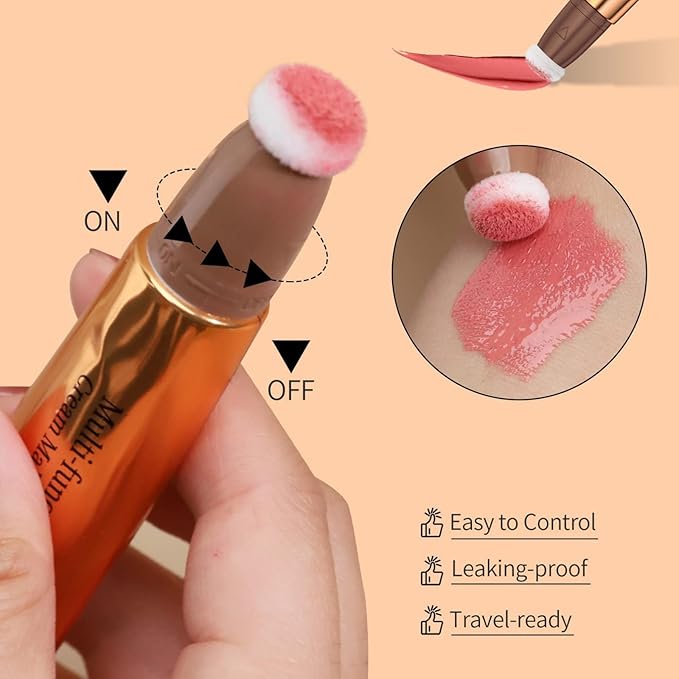 Contour Beauty Wand, Liquid Face Concealer Contouring/Highlighter/Blusher Stick with Cushion Applicator, Long Lasting Natural Matte Finish, Lightweight Blendable Silky Cream Contour Stick