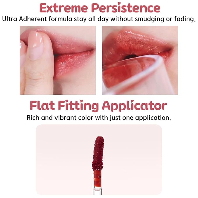 BBIA Water Fit Tint - Extreme Persistence Long-Lasting Watery Glow Fixing Tint Lightweight High Pigment Clear Colors Non-Smudging Glowy Finish Korean Daily Lip Makeup (04 FEELING CHOCO, Pack of 1)