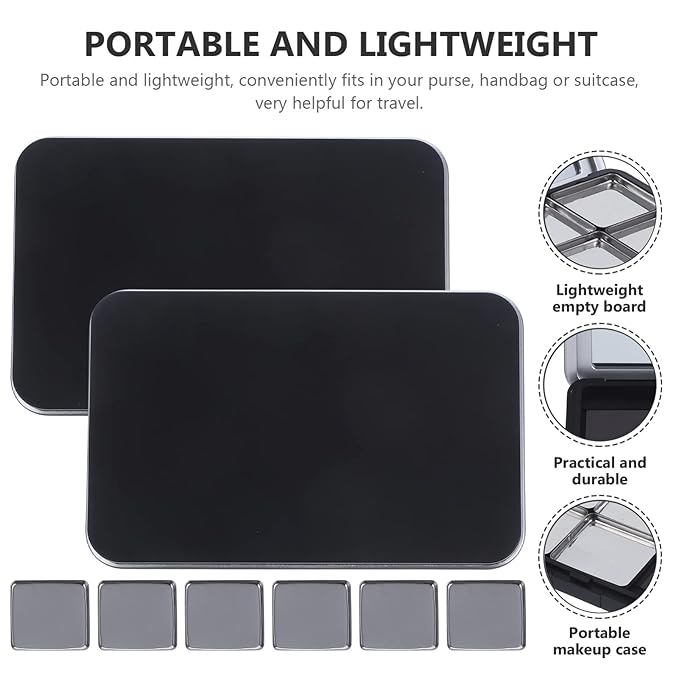 Empty Eyeshadow Palette Magnetic Makeup Palette with Mirror Refillable Eyeshadow Palette Empty Lipstick Pallet Empty Eyeshadow Pans for Eyeshadow Lipstick Blush Powder, 2PCS