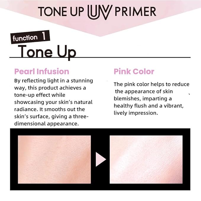 Tone Up UV Primer | Makeup Base,Pink Glow,Moisturizing,Waterproof,SPF 50+