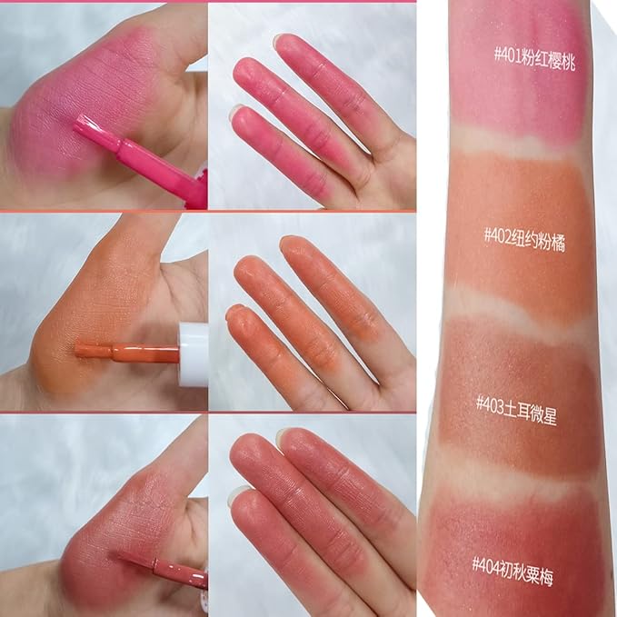 VERONNI Shimmer Fruit Juice Liquid Blusher, Long Lasting Lightweight Moisturizing Cheek Blush,No stimulation Brighten Skin Color Natural Waterproof Cream Blush 401