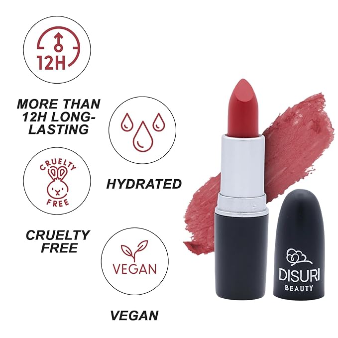 Matte Bullet Long Wear Lipstick - Vegan and Cruelty-Free - Smudge and Waterproof Matte Lipstick with Moisturizing Formula - All Day Comfort - (Bold Garnet #08)