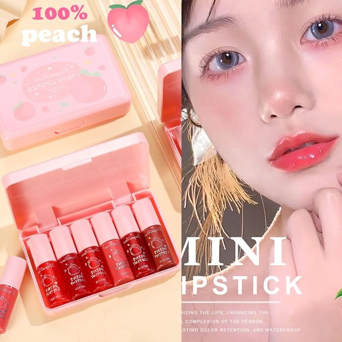6 Colors Liquid Tint Stain,Korean Lip Gloss Moisturizing Natural,Multi-Use Lip and Cheek Tint Stain,Long-Lasting & Non-Stick Cup,Vivid Color