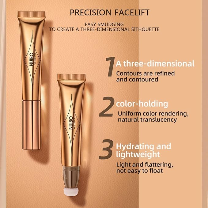Blush Beauty Wand Highlighter 2 Pack, Matte Liquid Face Blush & Highlighter with Cushion Applicator, Natural Silky Smooth Creamy Stick Attached Easy to Blend, Long Lasting & Natural Finish Makeup Stick (03# Cherry Blush & 04# Highlight)