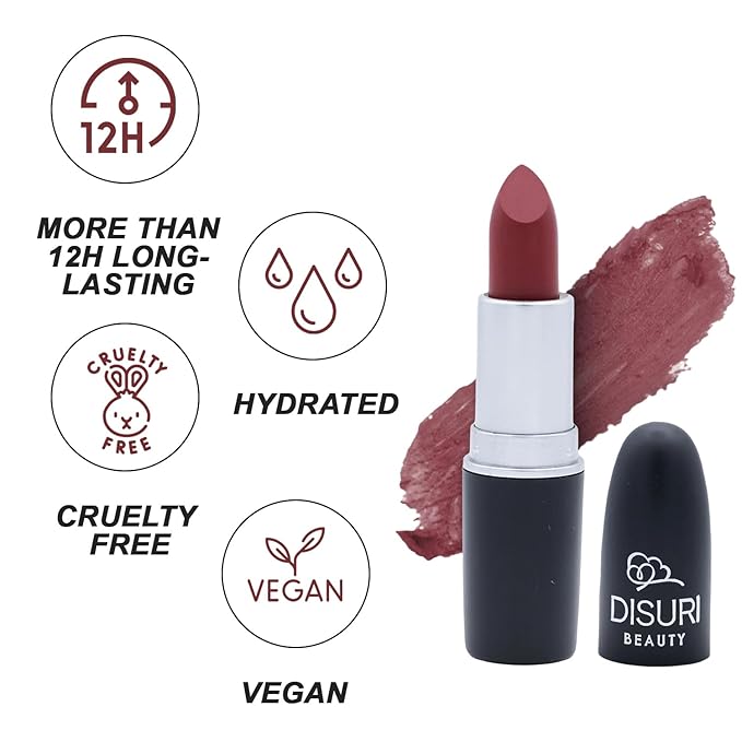 Matte Bullet Long Wear Lipstick - Vegan and Cruelty-Free - Smudge and Waterproof Matte Lipstick with Moisturizing Formula - All Day Comfort - (Midnight Muse # 02)