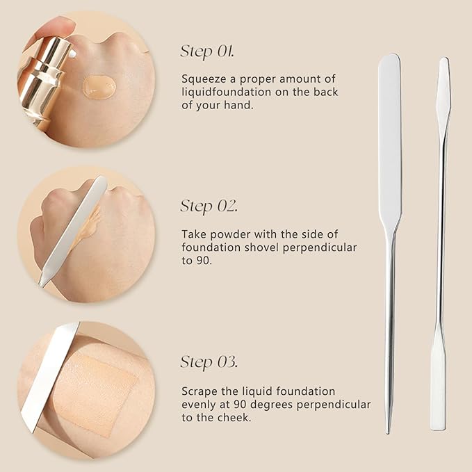 New Korean Stainless Steel Picasso Spatula Makeup, Makeup Spatula Korean, Stainless Steel Makeup Spatulas, Make Up Spatula Tool, 2 Pieces