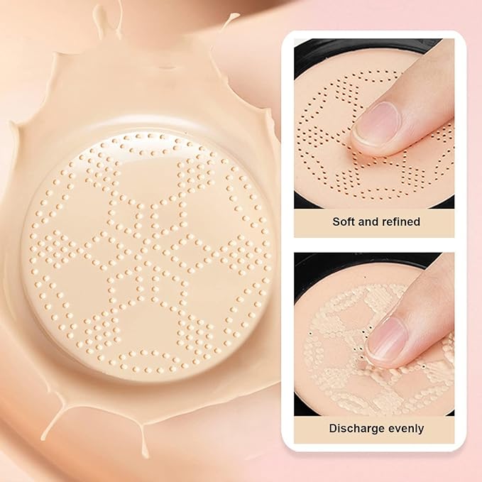 Mushroom Head Air Cushion BB Cream Even Skin Tone Makeup Base PrimerConcealer Lasting Nude Makeup Moisturizing Brightening Pigment CC Liquid Foundation (A-lvory)