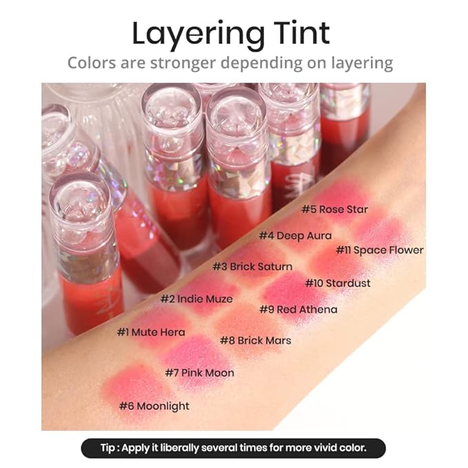 Endluster Tint | Water Tint Long-Lasting Moisture Lips Stain, Vivid Color Lip Tint, High Pigment Color, Coated with Argan Oil (#8 Brick Mars, 3.9g)