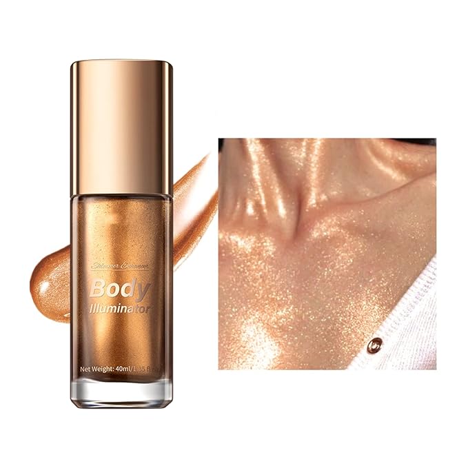 MAEPEOR Body Luminizer 5 Colors Smooth Subtle Shimmer Illuminator Moisturizing Long Lasting Summer Glow for Face and Body (40ML, 03 Bronze Gold)