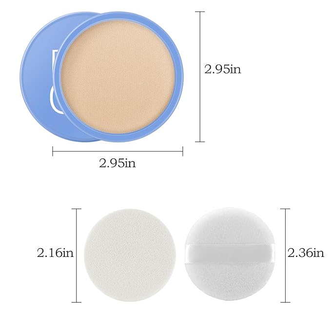 Waterproof Setting Powder, Poreless Pressed Face Powder,Lightweight,Long-Lasting,Oil Control Makeup Powder,Translucent