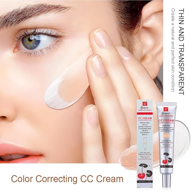 Color Correcting CC Cream with SPF 25, Coverage Lightweight Foundation, Hydrating Serum, Even Skin Tone Makeup and Skin Care, Boost Radiance, Refine Skin Texture, Avoid Sun Damage (2PCS Dark, Large)