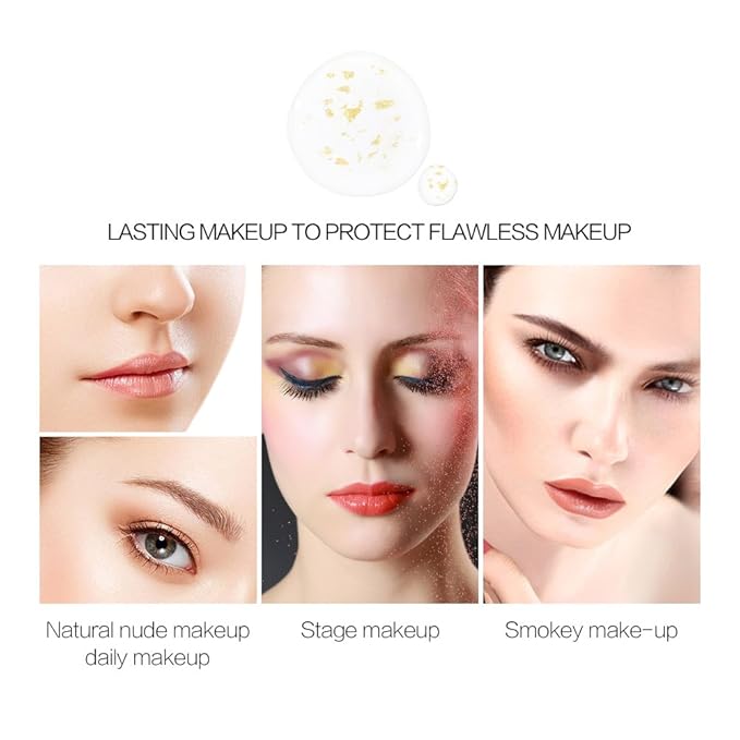 SACE LADY Face Makeup Primer Set, Big Pores Minimizer Perfect Cover, Matte Blur Pore Eraser Filler, Smooth Fine Lines Wrikles, Makeup Base Foundation Primer Gold Foil Infused (6ml/0.2Fl Oz,Pack of 3)
