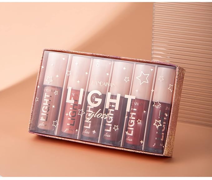 6PCS Lip Oil Light Lipgloss Set, Moisturizing Hydrating Lip Glow Oil Lip Gloss Kit High Shine Lip Plumping Glass Finish Liquid Lipstick for Women (Set A)