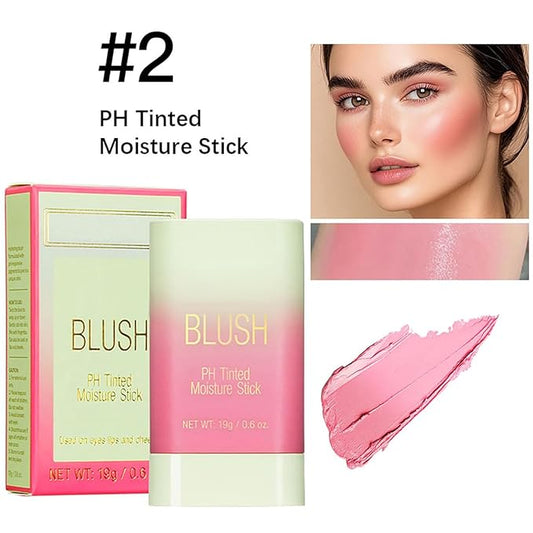 PH Color Changing Multi-purpose Hydrating Tinted Solid Blush Stick for Cheek/Eyes/Lips (2# Hot Red)