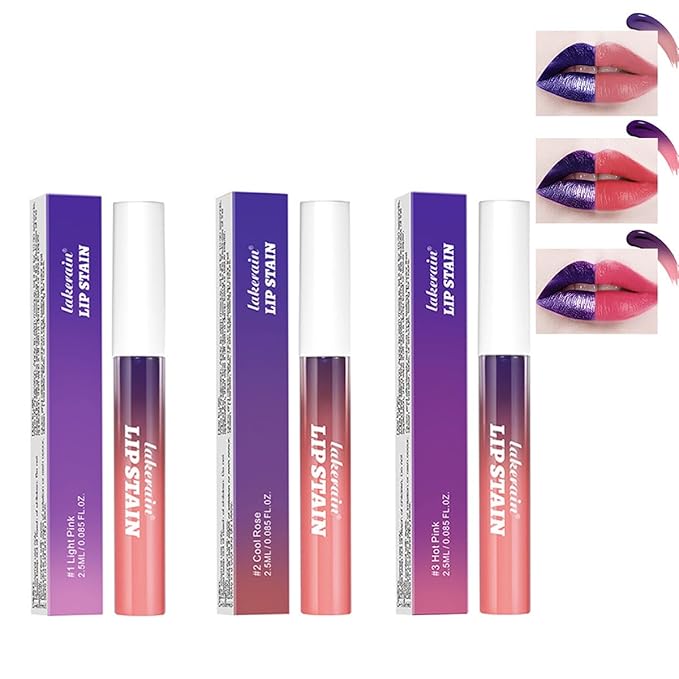 3 Pcs Peel Off Lip Stain Lip Tint Set, Long-Lasting Matte Liquid Lipstick Nude Lip Gloss, Waterproof Non-stick Cup Lip Makeup for Women