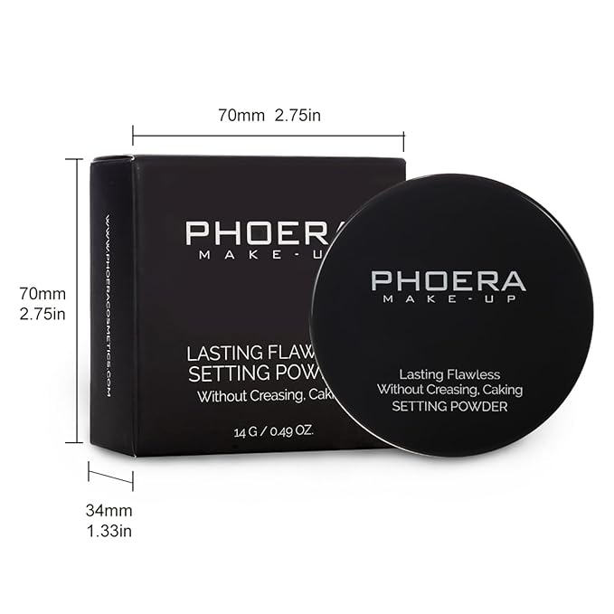 PHOERA Foundation Face Powder, Soft Focus Setting Powder, Silky Powder For Creating Without Shine, Smooths Pores & Lines, Up to 24H Wear Oil Control,0.49 Oz (N.03 Banana)