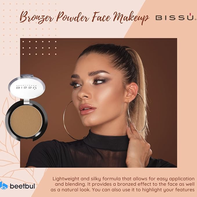 Bissú Bronzer Powder Makeup, Silky Lightweight Formula, Natural Bronzed Look, Long-Lasting, Easy to Blend, 6 Versatile Shades (05 Swan, 4 Grams)