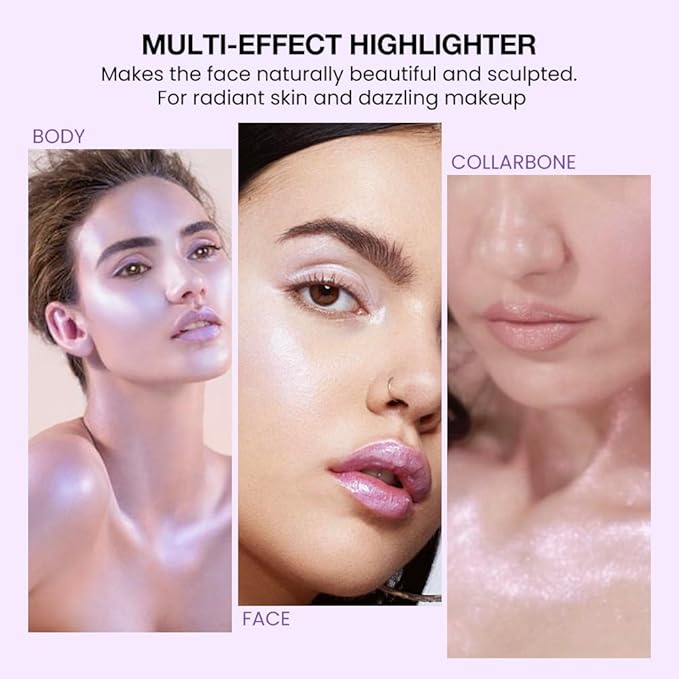 Pearl Purple Shimmer Glitter Contour Powder Makeup Face Illuminator (Shiny Silver) (04#, rectangle)