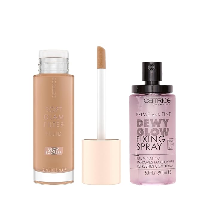 Catrice | Prime & Fine Illuminating Dewy Glow Spray & Soft Glam Filter Fluid 030 Bundle | Full Coverage Makeup | Vegan & Cruelty Free