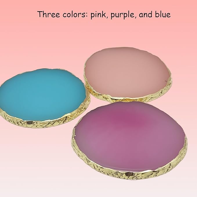 2pcs Resin Nail Art Palette, Gel Nail Polish Mixing Palettes Makeup Color Pallet Nail Display Board for Makeup Nail Art (Purple, M 2pcs)