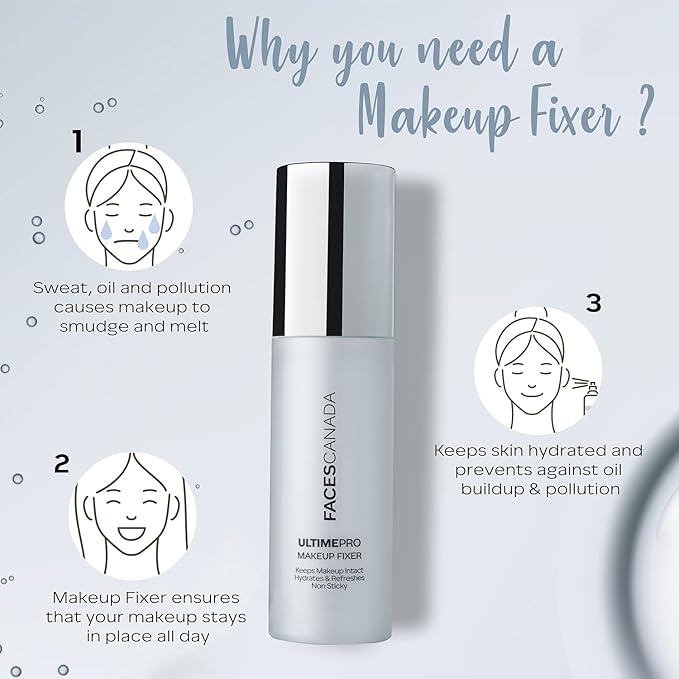 Ultime Pro Makeup Fixer | Long Lasting Setting Spray | Hydrating & Refreshing Facial Mist with Hyaluronic Acid | Lightweight & Non Sticky | 3.38 Fl Oz (100ml)