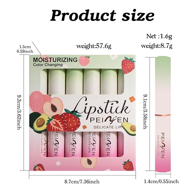 6 Pcs Color Changing Lipstick Lip Balm, Magic Temperature PH Color change Lipstick, Moisturizing No-Sticky Long Lasting Lip Gloss