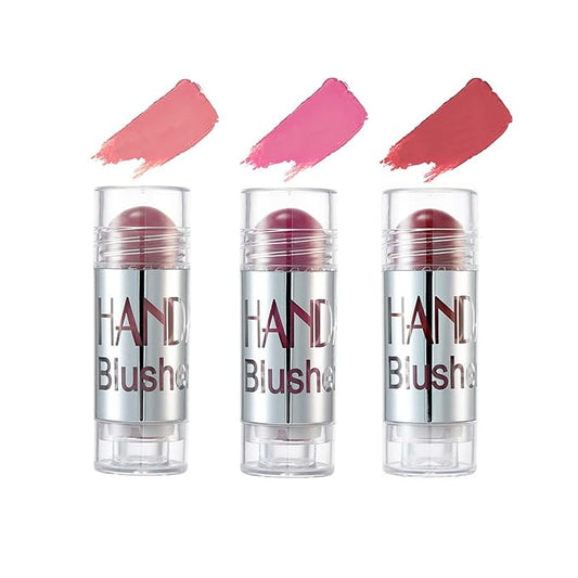 Blush Stick Set Matte Cream Blush Stick for Cheeks, Eyes and Lips Natural Makeup Waterproof Long Lasting (Set 01)