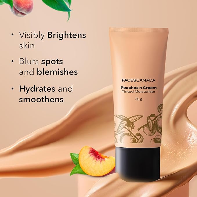 Peaches N Cream Tinted Face Moisturizer | Non Oily Lightweight Gel Formula | Blends Easily | Lightly Tinted Cream for Radiant Glow | 1.23 Oz (35g)