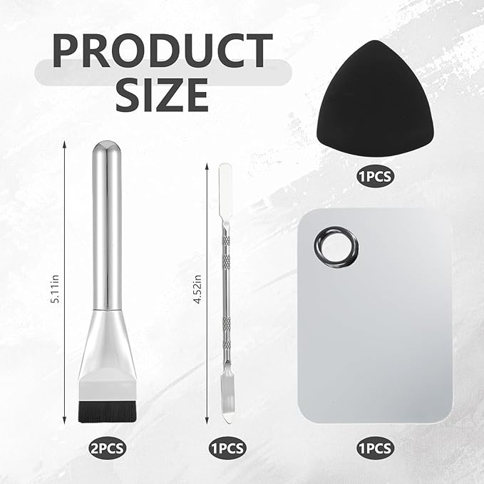 Make Up Spatula Tool Including Makeup Mixing Palette, Spatula Brush, Powder Puff, Color Stick, Makeup Accessories Set for Mixing and Save Cosmetics