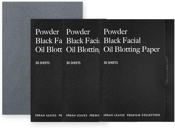 Premium Collection Oil Control Paper, Blotting Paper, Absorbing Sheets for Oily Skin Care (size 3.5" x 2.4") Made in Korea (Powder Black)