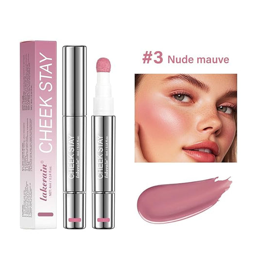 Cheek Liquid Blush,Multi-Use Cheek& Eye Shadow & Cheek Tint, Blush&Highlight&Eye shadow,Long-lasting Cruelty Free,Liquid Blush Wand for Women with Applicator #3 Nude Mauve