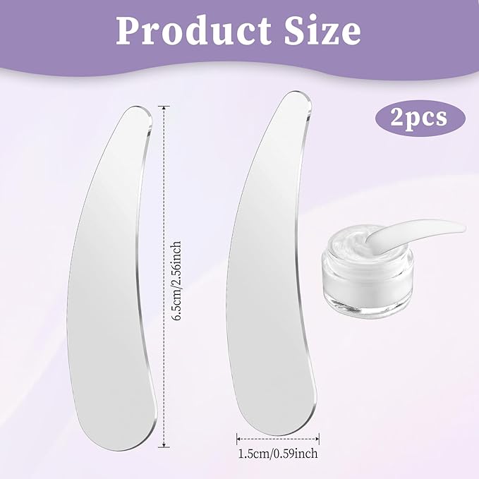 2Pcs Mini Metal Cosmetic Spatulas, Skin Care Cosmetic Spoon Reusable Beauty Applicator for Mixing Facial Cosmetic, Eye Cream, Face Mask Beauty Accessories