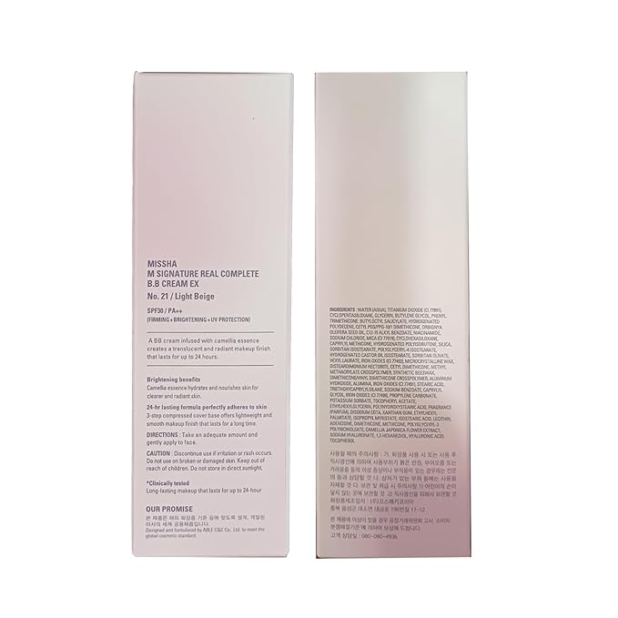 Long-Lasting, Hydrating, and lightness Coverage for MISSHA M Signature Real Complete BB Cream EX, 1.58fl.oz. (No.21, bright beige)