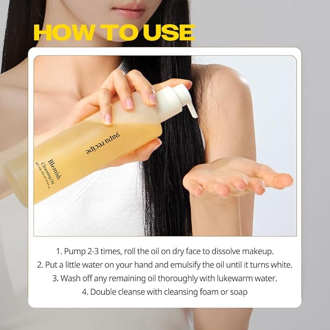 papa recipe Blemish Cleansing Oil, Korean Facial Cleanser, Blackhead Removal, Daily Makeup Cleanser, Korean Skincare (120ml/ 300ml) (300ml)
