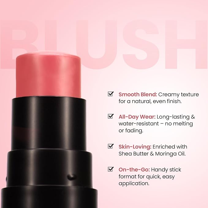Blush Stick For Women - Rosy Baby Blusher Highlighter Blush Stick For Cheeks Matte Finish Waterproof And Long Lasting Blusher, Face Makeup 7 g (Pack of 1)