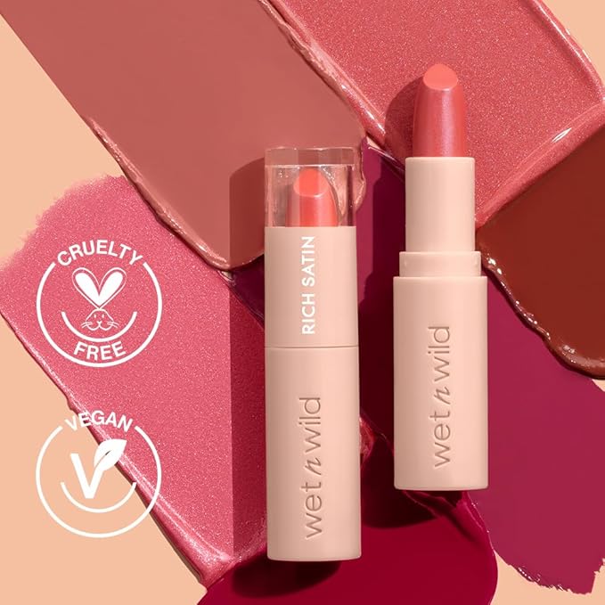 wet n wild Mega Last Rich Satin Lip Color, Rich Creamy Color with Satin Finish, Infused with Vitamin E & Moisturizing Argan Oil, Lightweight, Silky-Smooth, Vegan & Cruelty-Free - Berried Life