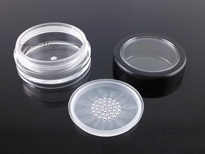 yueton 10pcs Black Edge Open Window 10 Gram Empty Clear Plastic Powder Compact Cosmetic Containers