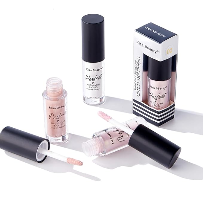 Liquid Face Highlighter Makeup,Multipurpose Contour Highlighter,Lightweight Pearl White Soft Pink,Brightening Blush Liquid Foundation,Silky Soft Long Lasting Waterproof(2PCS)