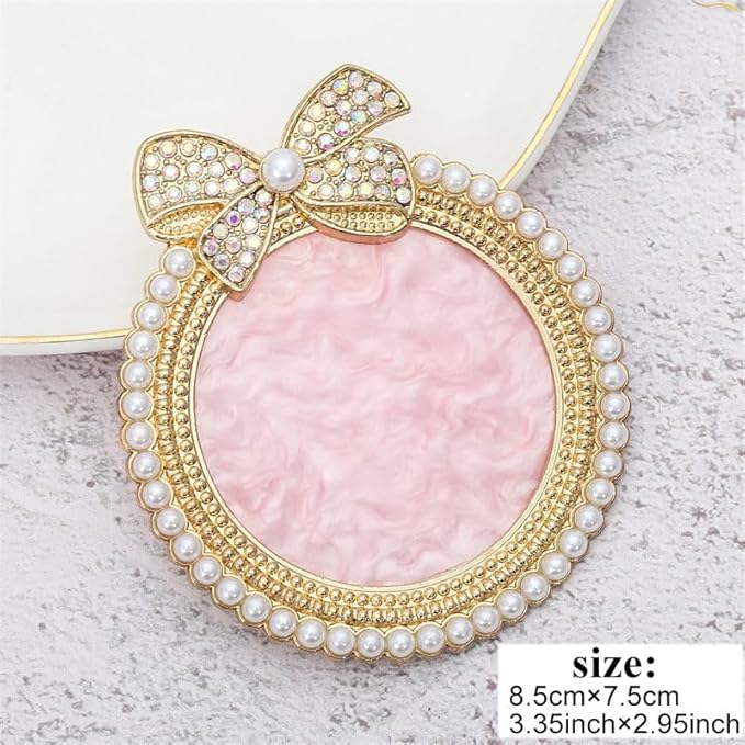Resin Nail Art Palette, Nail Art Painting Mixed Color Palette, Bow Decorated with Rhinestones and Pearls Nail Art Display Board (Golden)