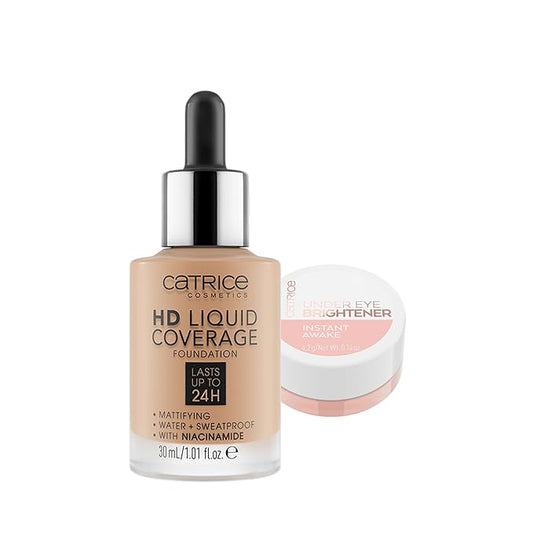 Catrice | HD Liquid Coverage Foundation 50 & Under Eye Brightener 10 Light Rose | Full Coverage Makeup | Vegan & Cruelty Free