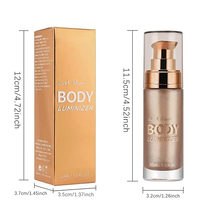 MAEPEOR Body Luminizer 6 Colors Waterproof Smooth Shimmer Face Glow Illuminator Non-sticky Liquid Highlight (30 ML, 03 Glistening Bronze)