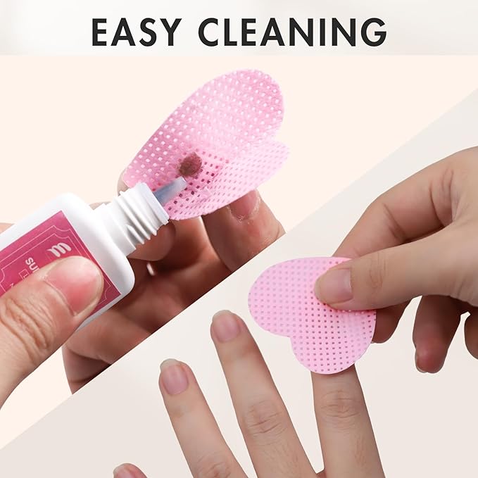 1000 Pcs Lint Free Nail Wipes Eyelash Extension Glue Wipes Non-Woven Fabric Lash Glue Nail Polish Remover Supplies (Pink)
