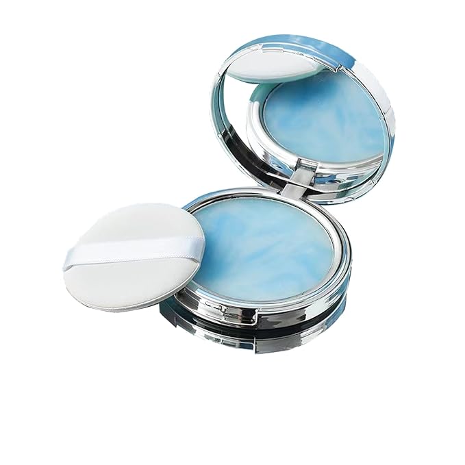 Oil Control Face Pressed Powder, Jelly Pressed Face Makeup Setting Powder, Non-Greasy, Full Coverage, Matte Finish, Long Lasting, Waterproof, Blue, For Oily Skin