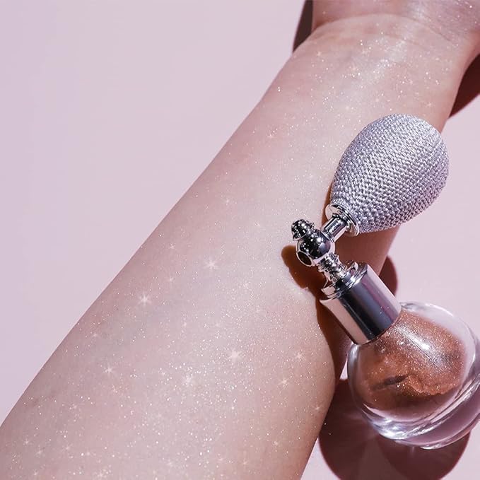 Highlighter Powder Spray,Glitter High Gloss Powder,Shimmer Sparkle Powder Makeup Spray, for Face Body Cosmetic (1#Pearl White)