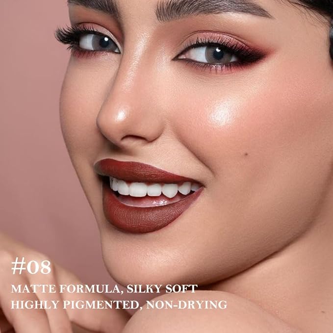 Sculpting Matte Lip Liner pencil,Gradient Matte Lipstick Crayon,Smooth Creamy Texture lip Pencil, Waterproof Smudge Proof Lipstick Pencil,Highly Pigmented Lip Makeup,Vegan Beauty.03#+08#